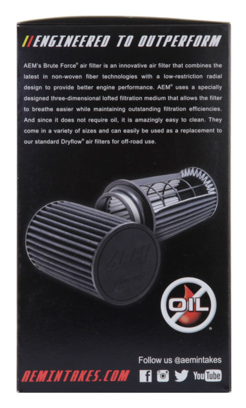 AEM Dryflow 3.5in. X 7in. Round Tapered Air Filter - Racecraft Industries