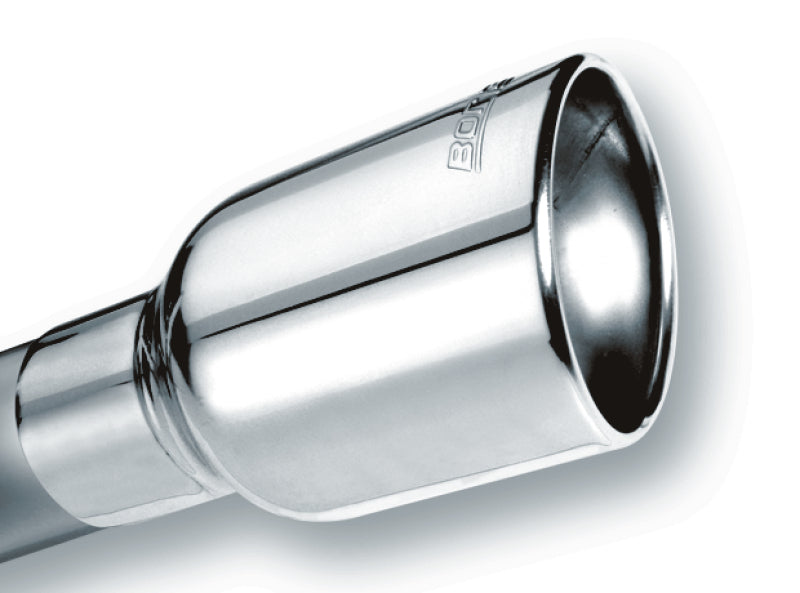Borla Universal Polished Tip Single Oval Rolled Angle-Cut w/Clamp (inlet 2 1/2in. Outlet 4 1/4 x 3 1 - Racecraft Industries