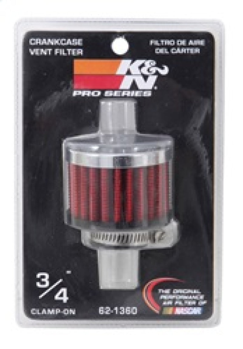 K&N 3/4 inch ID 2 inch OD 1.5 inch H Clamp On Crankcase Vent Filter - Racecraft Industries