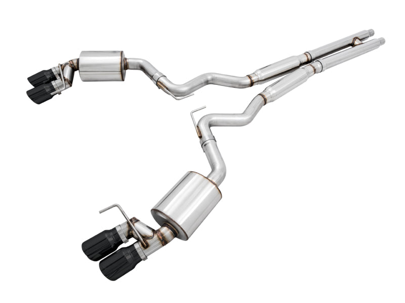 AWE Tuning 2018+ Ford Mustang GT (S550) Cat-back Exhaust - Touring Edition (Quad Diamond Black Tips) - Racecraft Industries