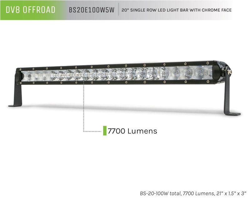 DV8 Offroad SL 8 Slim 20in Light Bar Slim 100W Spot 5W CREE LED - Black - Racecraft Industries