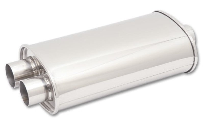 Vibrant StreetPower Oval Muffler 5in x 9in x 15in - 3in inlet/Dual Outlet (Center In - Dual Out) - Racecraft Industries