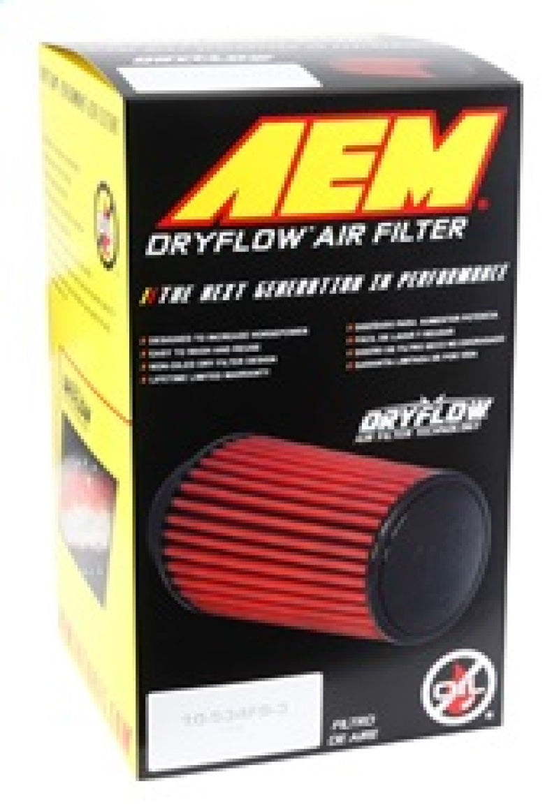 AEM Dryflow Air Filter - Round Tapered 5in Top OD x 6 Base OD x 5.563in H x 3in Flange ID - Racecraft Industries