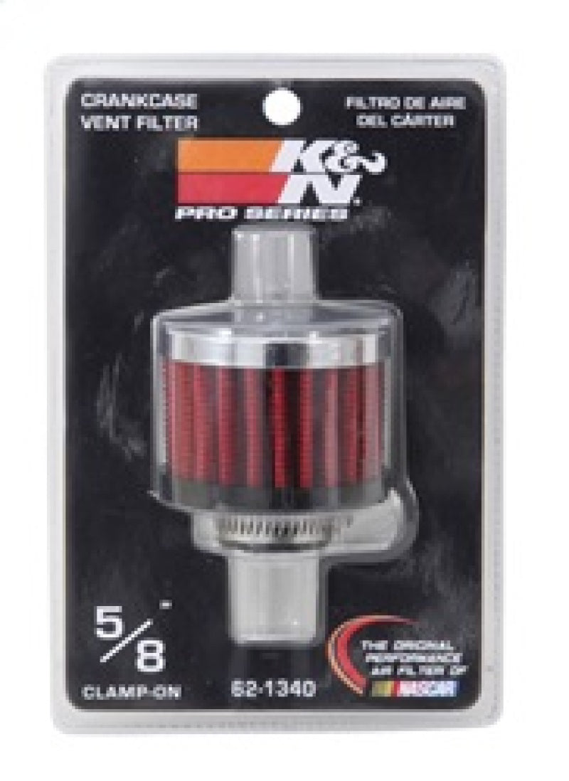 K&N 0.625 inch ID 2 inch OD 1.5 inch H Clamp On Crankcase Vent Filter - Racecraft Industries