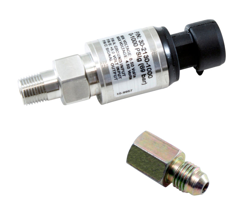 AEM 1000 PSIg Stainless Sensor Kit - 1/8in NPT Male Thread to -4 Adapter - Racecraft Industries