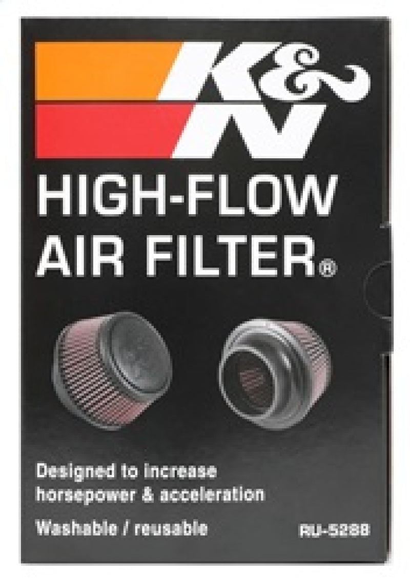 K&N Universal Round Clamp-On Air Filter 3in Flange ID x 6in Base OD x 4.625in Top OD x 3in Height - Racecraft Industries