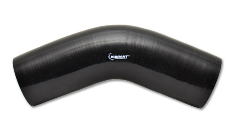 Vibrant 4 Ply Reinforced Silicone Elbow Connector - 5in ID x 4in Leg 45 Deg Elbow (BLACK) - Racecraft Industries