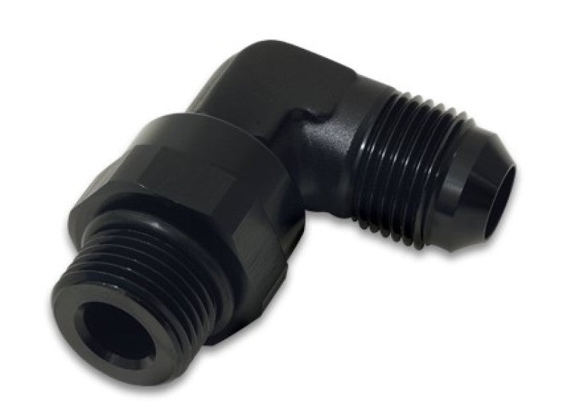 Vibrant -12AN Male Flare to Male -12AN ORB Swivel 90 Degree Adapter Fitting - Anodized Black - Racecraft Industries