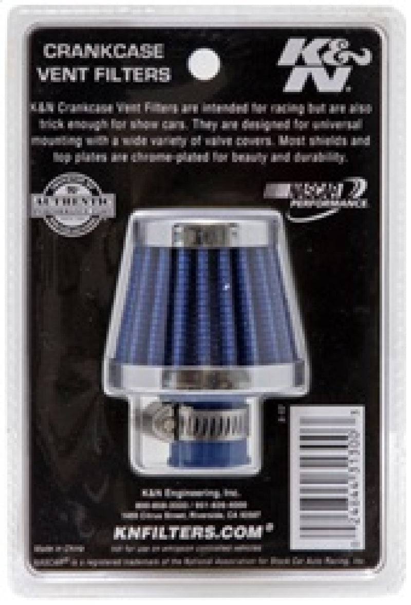 K&N 2in Base OD x .375in Flange ID x 1.75in H Rubber Base Crankcase Vent Filter - Blue - Racecraft Industries
