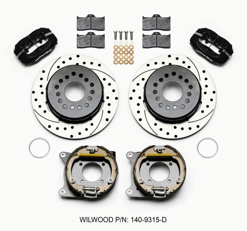 Wilwood Forged Dynalite P/S Park Brake Kit Drilled 12 Bolt 2.75in offset Staggered Shock - Racecraft Industries
