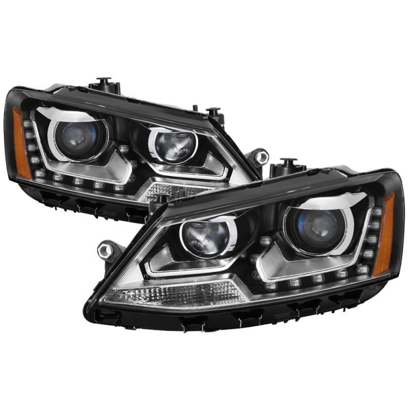 xTune Volkswagen Jetta 11-14 Halogen Model Only DRL Projector Headlights - Black PRO-JH-VJ11-DRL-BK - Racecraft Industries