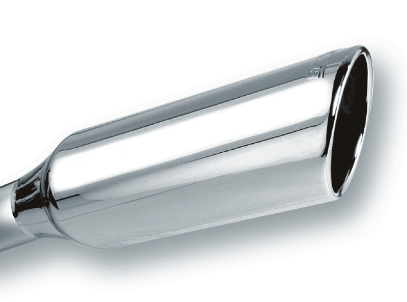 Borla 2.25in Inlet 4in Round Rolled Angle Cut x 12in Long Embossed Exhaust Tip - Racecraft Industries