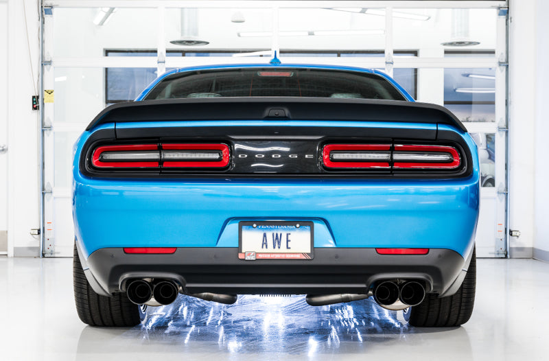 AWE Tuning 2015+ Dodge Challenger 6.4L/6.2L Non-Resonated Touring Edition Exhaust - Quad Black Tips - Racecraft Industries
