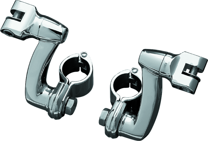 Kuryakyn Longhorn Offset Peg Mounts With 1-1/4inch Magnum Quick Clamp Chrome (Pair) - Racecraft Industries