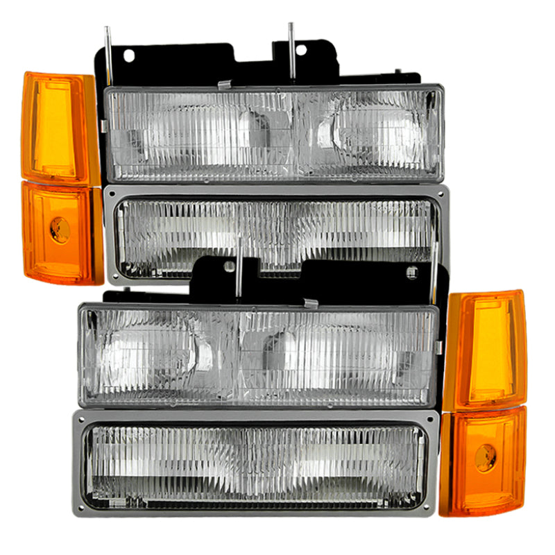 Xtune GMC Yukon 94-99 Headlights w/ Corner & Parking Lights 8pcs Sets - OEM HD-JH-GCK94-OE-C-SET - Racecraft Industries