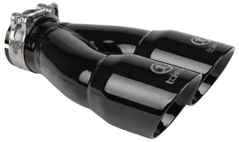 aFe Takeda 2.5in 304 Stainless Steel Clamp-on Exhaust Tip 2.5in Inlet 3in Dual Outlet - Black - Racecraft Industries
