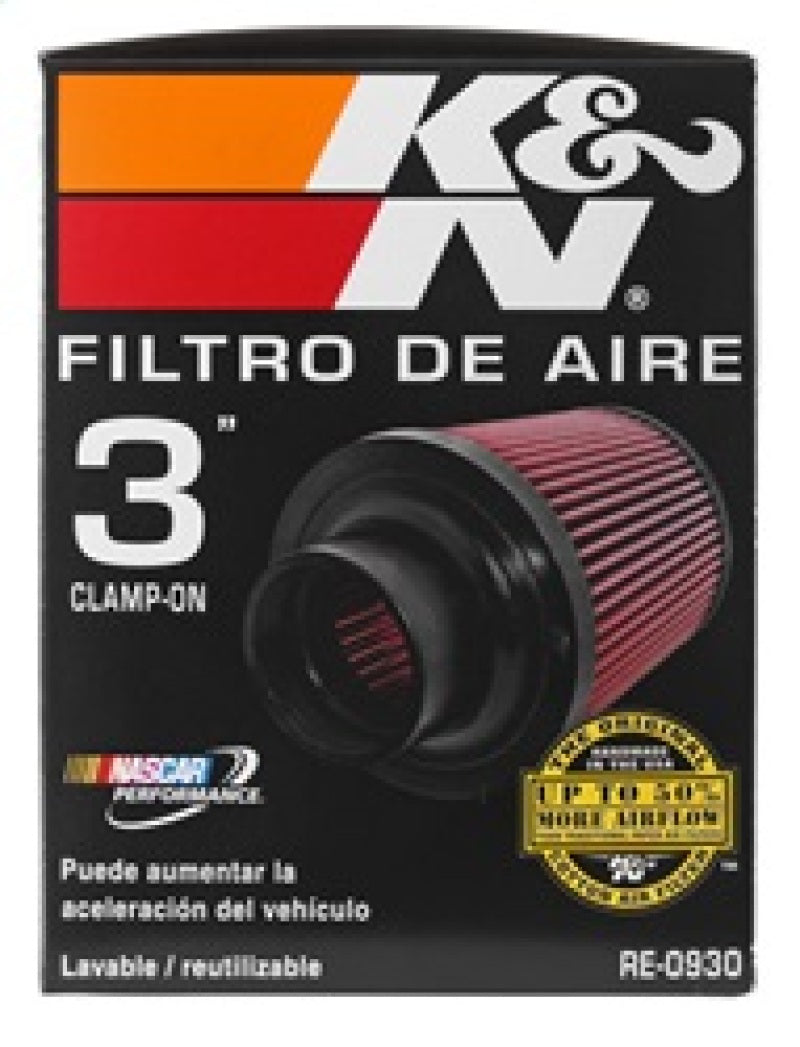 K&N Universal Rubber Filter - Round Tapered 6in Base OD x 3in Flange ID x 6in H - Racecraft Industries