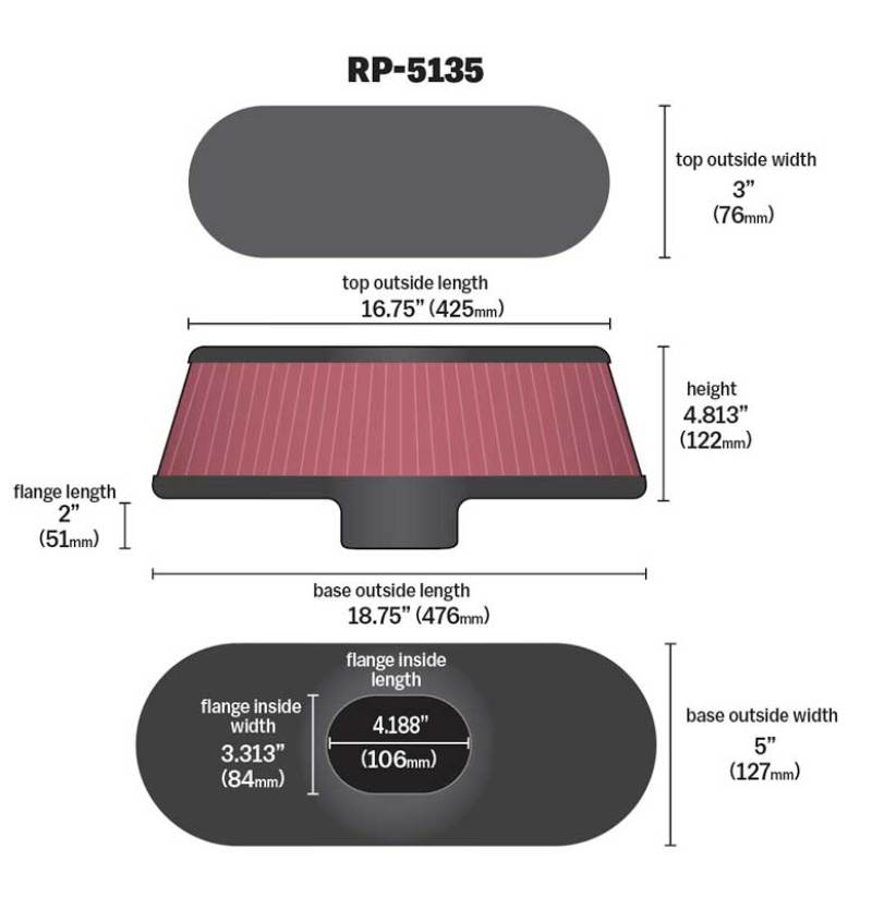 K&N Air Filter with Carbon Fiber Top and Base - Racecraft Industries