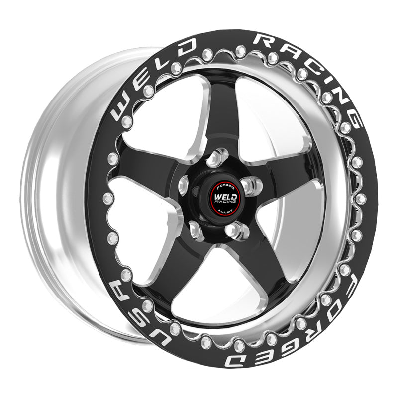 Weld S71 15x10.33 / 5x4.5 BP / 7.5in. BS Black Wheel (Medium Pad) - Black Single Beadlock MT - Racecraft Industries