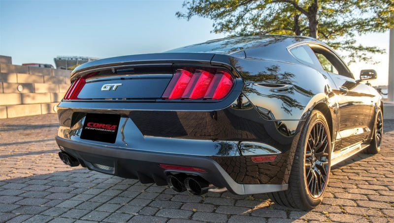 Corsa 2015-2017 Ford Mustang GT 5.0 3in Cat Back Exhaust Black Quad Tips (Xtreme) - Racecraft Industries