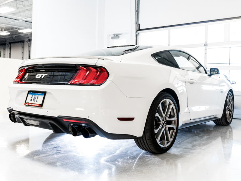 AWE Tuning 2018+ Ford Mustang GT (S550) Cat-back Exhaust - Touring Edition (Quad Diamond Black Tips) - Racecraft Industries