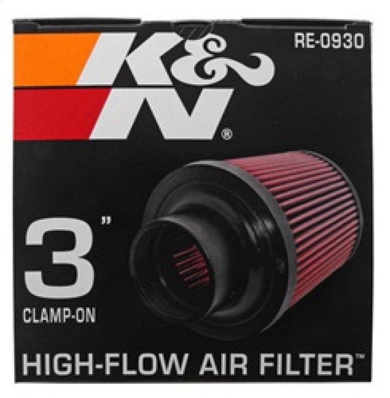 K&N Universal Rubber Filter - Round Tapered 6in Base OD x 3in Flange ID x 6in H - Racecraft Industries