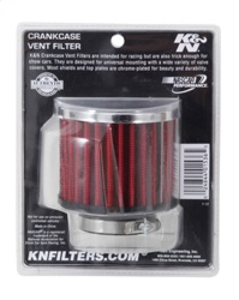 K&N 1.5in Flange ID x 3in OD x 2.5in H Chrome Finish Rubber Base Crankcase Vent Filter - Racecraft Industries