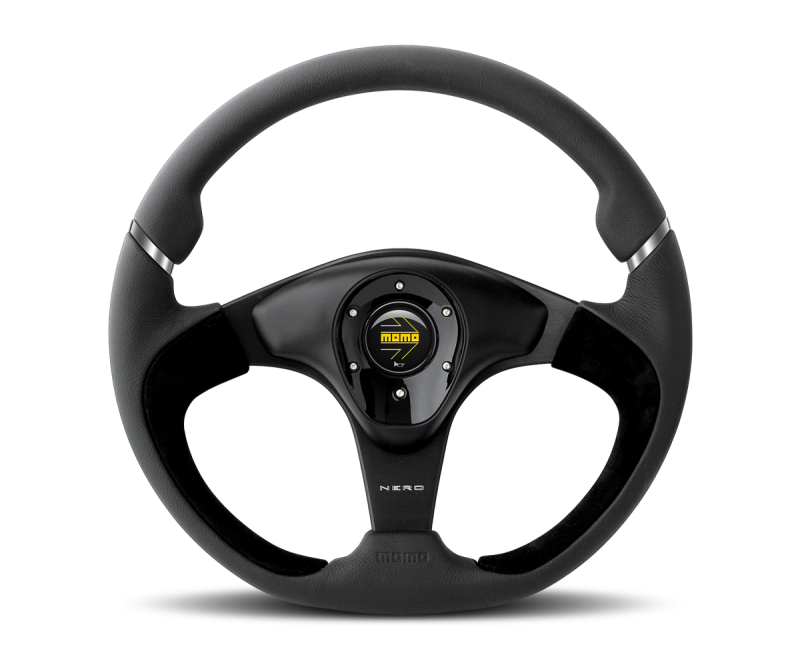 Momo Nero Steering Wheel 350 mm - Black Leather/Suede/Black Spokes - Racecraft Industries