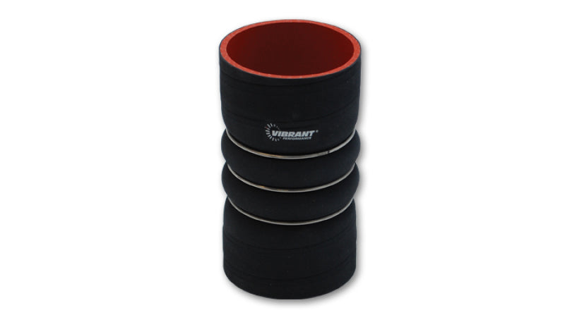 Vibrant 4 Ply Aramid Hump Hose w/3 SS Rings 2.5in ID x 6in Length - Black - Racecraft Industries