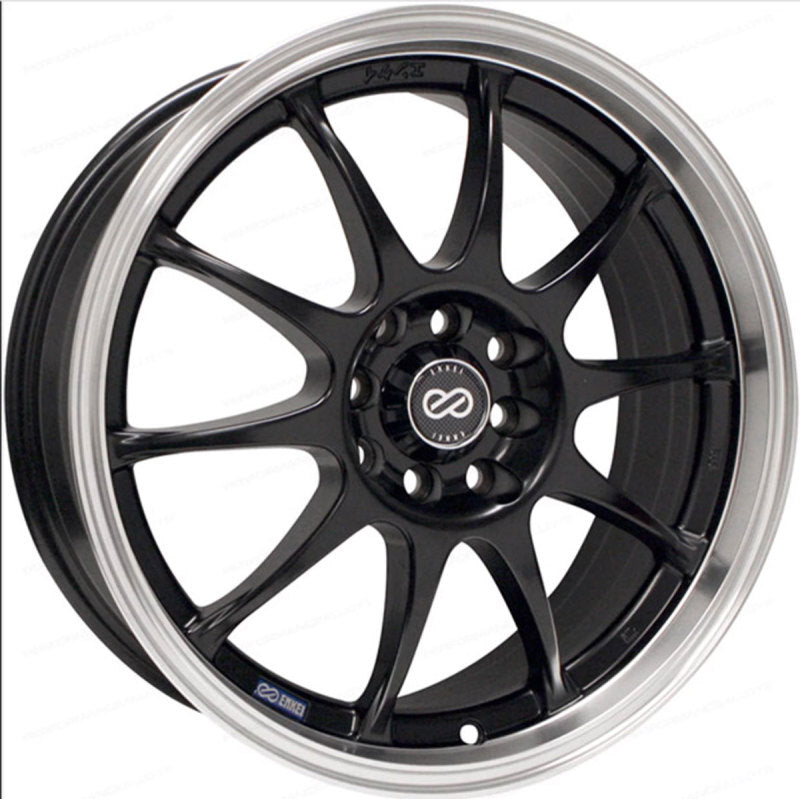 Enkei J10 17x7 5x100/114.3 38mm Offset Dia Matte Black w/ Machined Lip Wheel - Racecraft Industries