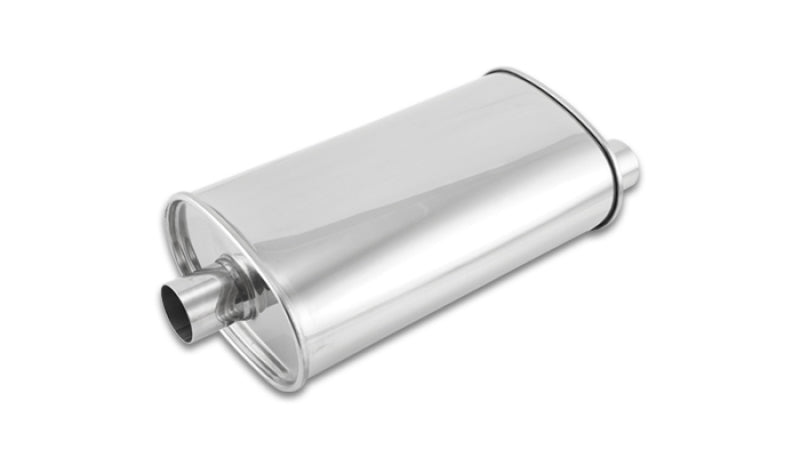 Vibrant StreetPower Oval Muffler - 2in Inlet/Dual Outlet (Center In - Offset Out) - Racecraft Industries