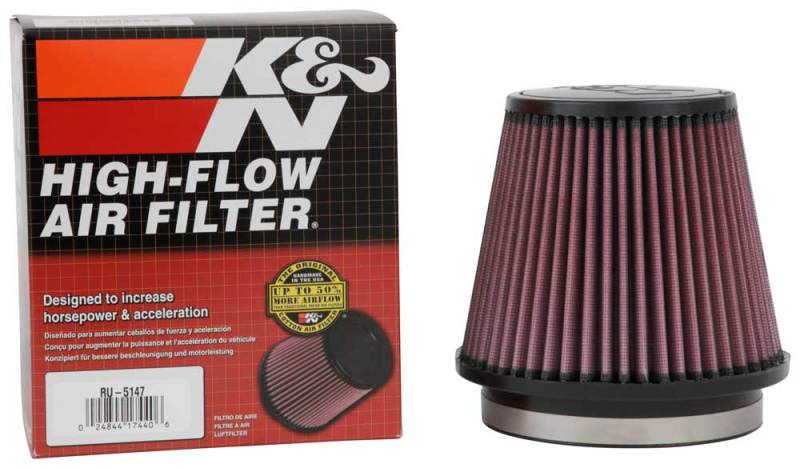 K&N Filter Universal Rubber Filter 5in Flange 6.5in Base 4.5in Top 5.5in Height - Racecraft Industries