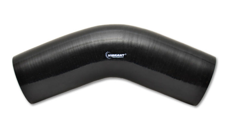 Vibrant 4 Ply Reinforced Silicone Elbow Connector - 5in ID x 4in Leg 45 Deg Elbow (BLACK) - Racecraft Industries