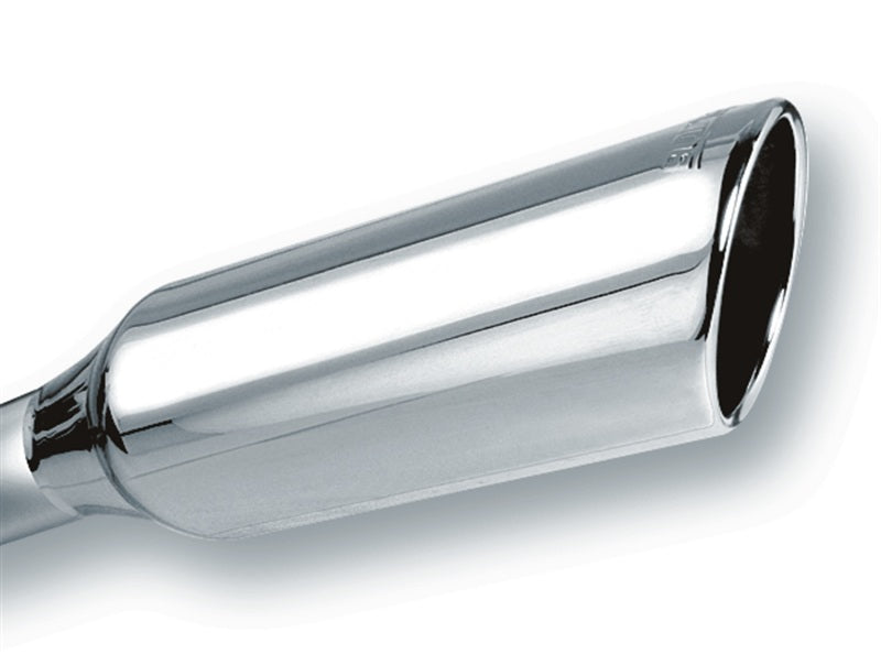 Borla 2.25in Inlet 4in Round Rolled Angle Cut x 12in Long Embossed Exhaust Tip - Racecraft Industries