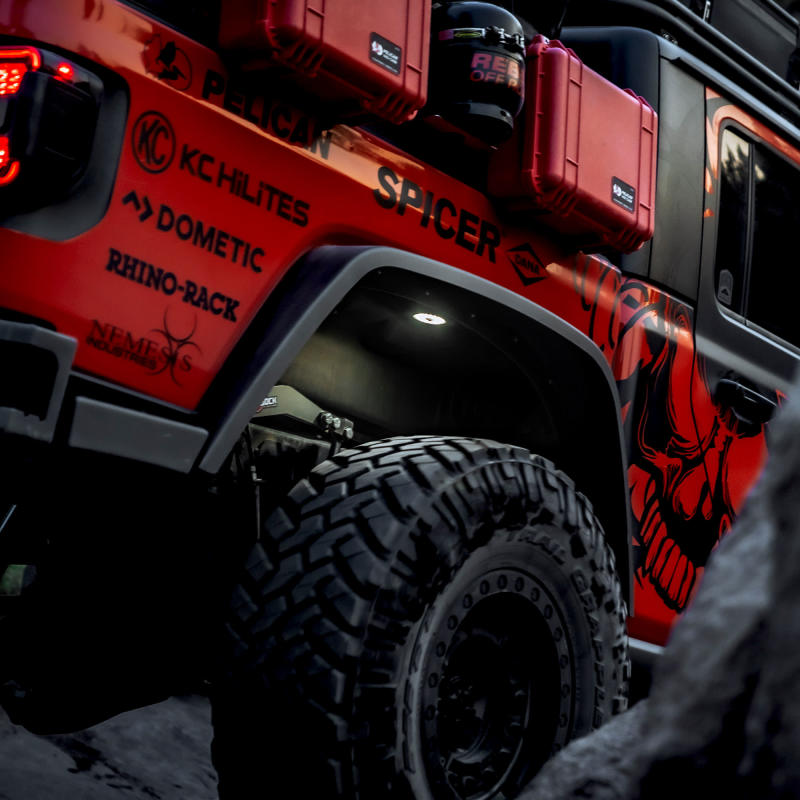 KC HiLiTES Cyclone V2 LED - Rock Light - 6-Light System - Clear - 5W Flood Beam - Racecraft Industries