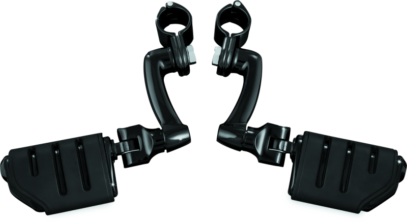 Kuryakyn Longhorn Trident Offset Highway Pegs With 1-1/4 in Clamps Black - Racecraft Industries