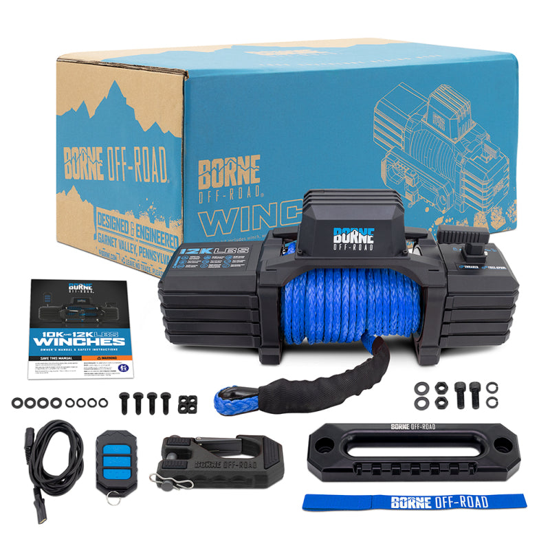 Borne Off-Road 12K Winch - Blue Synthetic Rope - Racecraft Industries