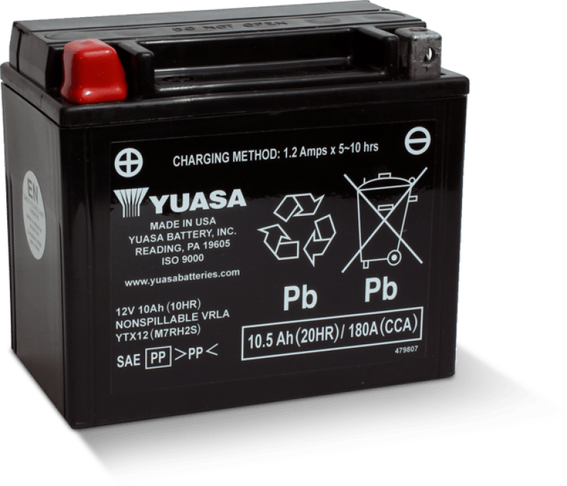Yuasa YTX12 Maintenance Free AGM 12-Volt Battery - Racecraft Industries