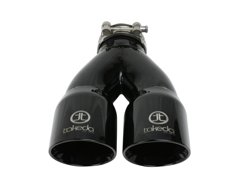 aFe Takeda 2.5in 304 Stainless Steel Clamp-on Exhaust Tip 2.5in Inlet 3in Dual Outlet - Black - Racecraft Industries