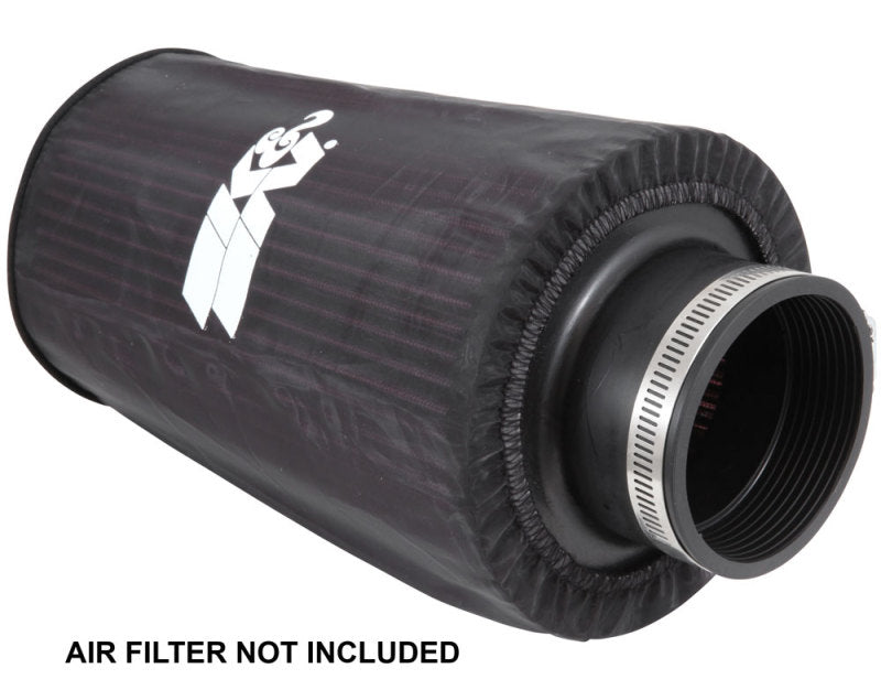 K&N Universal Round Tapered Filter Wrap - Black - 6in Base ID x 4.625in Top ID x 9in Height - Racecraft Industries