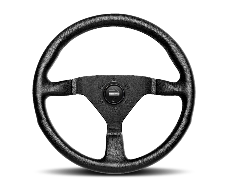 Momo Montecarlo Steering Wheel 350 mm - Black Leather/Red Stitch/Black Spokes - Racecraft Industries