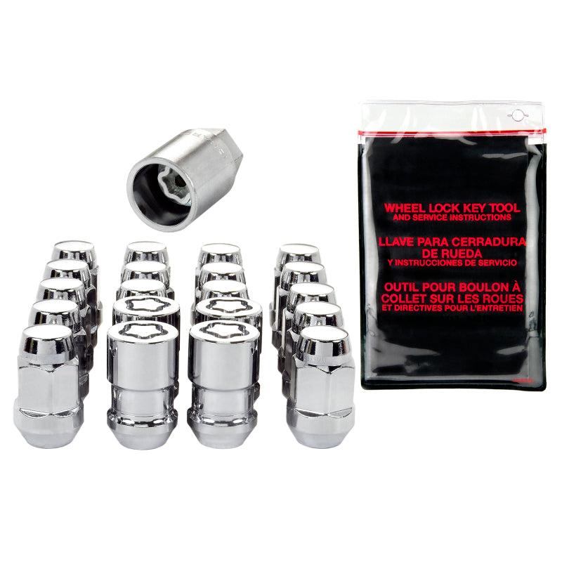 McGard 5 Lug Hex Install Kit w/Locks (Cone Seat Nut / Bulge) M12X1.5 / 3/4 Hex / 1.45in L - Chrome - Racecraft Industries