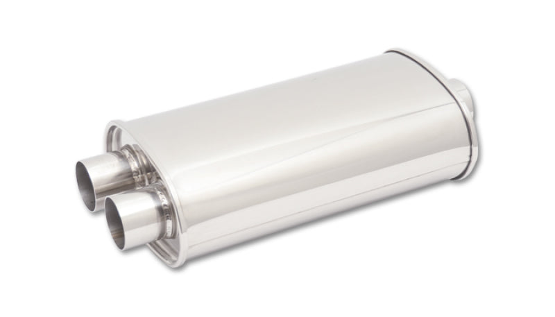 Vibrant StreetPower Oval Muffler 5in x 9in x 15in - 3in inlet/Dual Outlet (Center In - Dual Out) - Racecraft Industries