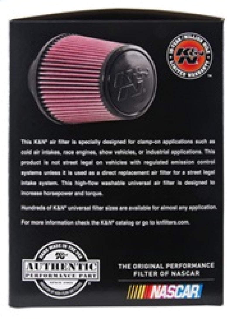 K&N Universal Rubber Filter - Round Tapered 6in Base OD x 3in Flange ID x 6in H - Racecraft Industries