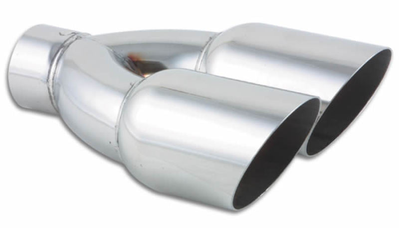 Vibrant Dual 3.5in Round SS Exhaust Tip (Single Wall Angle Cut) - Racecraft Industries