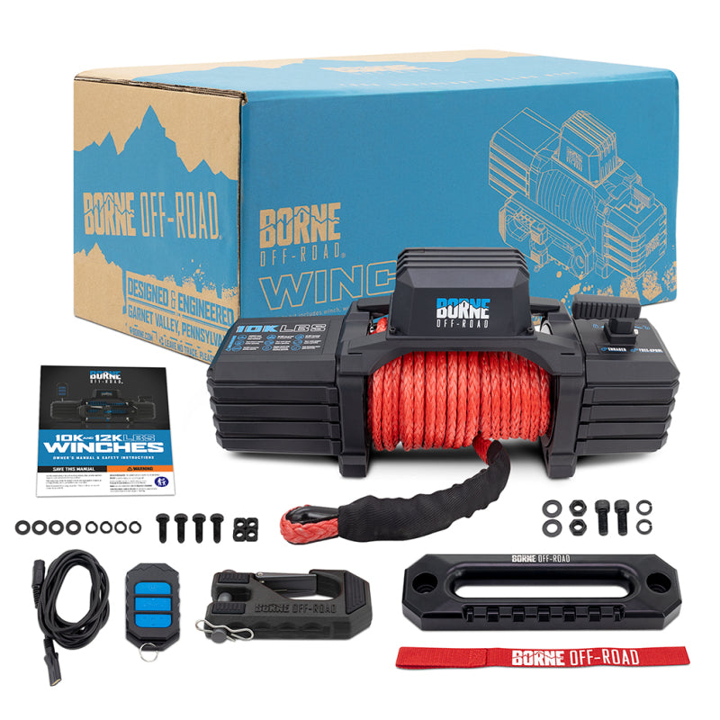 Borne Off-Road 10K Winch - Red Synthetic Rope - Racecraft Industries