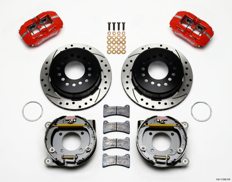 Wilwood Dynapro Low-Profile 11.00in P-Brake Kit Drill-Red Chevy 12 Bolt 2.75in Off w/ C-Clips - Racecraft Industries
