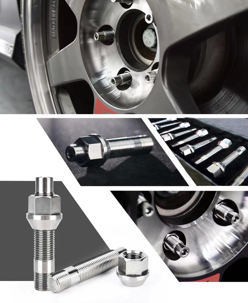 Wheel Mate Titanium Wheel Stud Conversion (Raw Ti) - M14x1.25 to M14x1.5 - 74mm - 60deg Lug Nut - Racecraft Industries