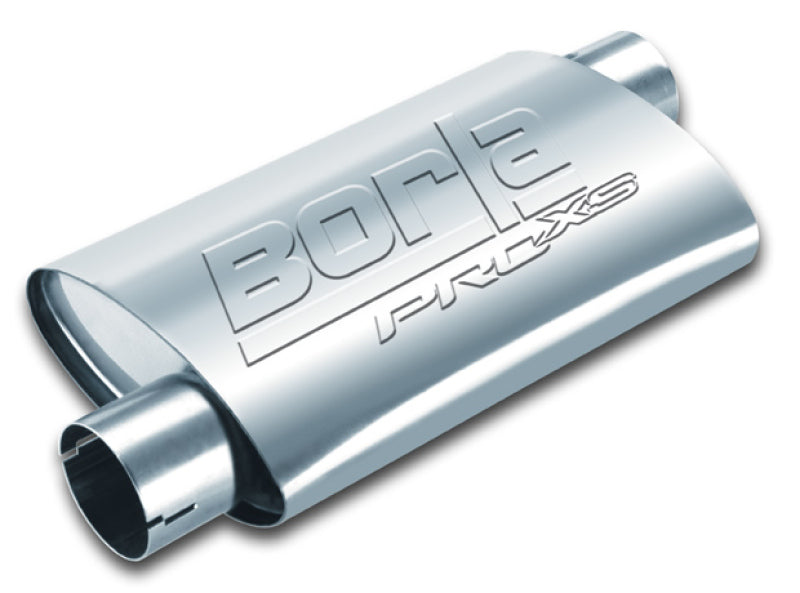 Borla Universal Pro-XS Muffler Oval 3in Inlet/Outlet Offset/Offset Notched Muffler - Racecraft Industries