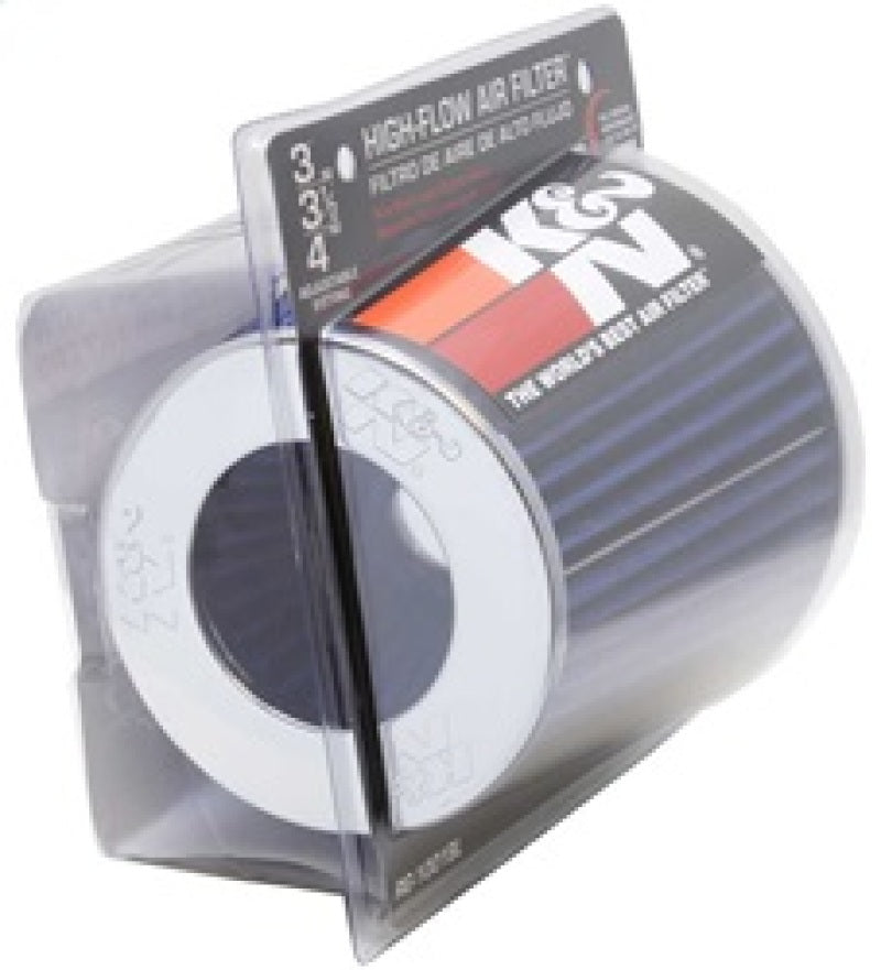 K&N Universal Air Filter Chrome Round Tapered Blue - 4in Flange ID x 1.125in Flange Length x 5.5in H - Racecraft Industries